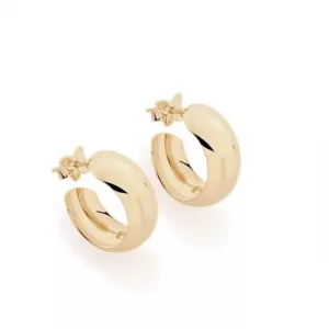 Brincos Rommanel Pequenos Meia Argola Larga Lisa 523819 Cor Dourado