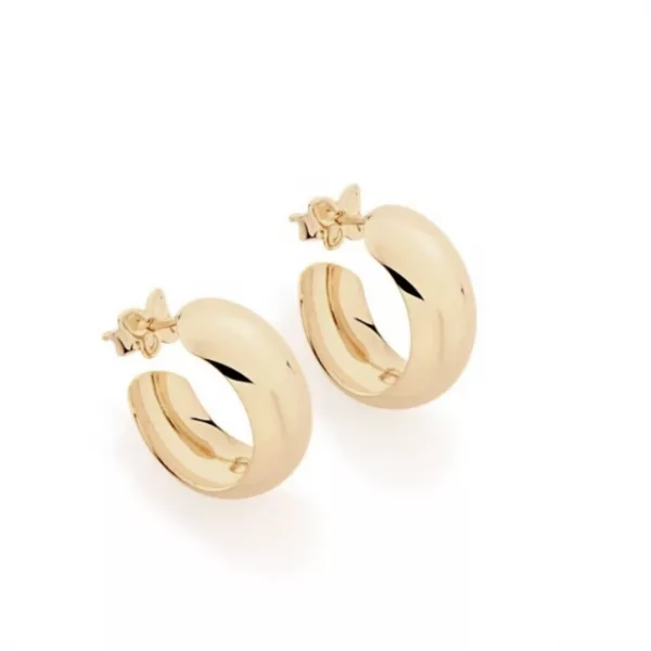 Brincos Rommanel Pequenos Meia Argola Larga Lisa 523819 Cor Dourado