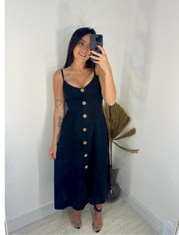 Vestido Midi Botões Preto