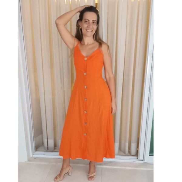 Vestido Midi Botões Coral