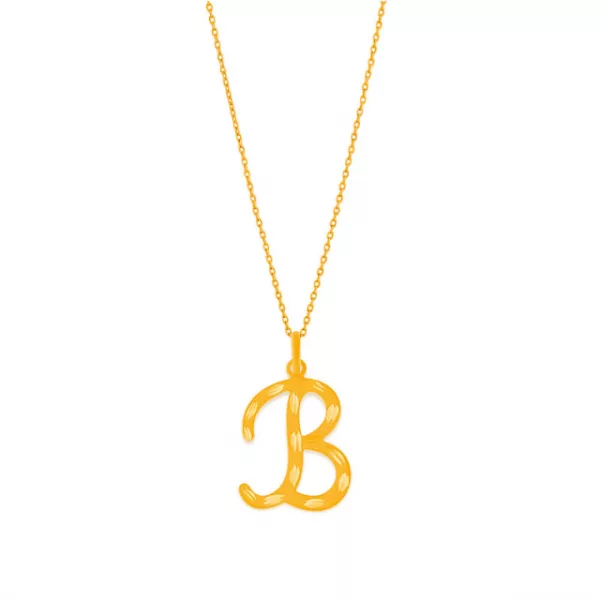 Colar Corrente Letra Lisa Inicial Presente Banhado Ouro 18k Cor Dourado B Cód. 540733