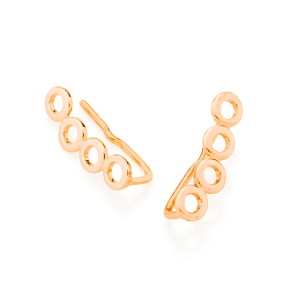 Brinco ear cuff banhado a ouro 18k com círculos vazados Cód. 52607700