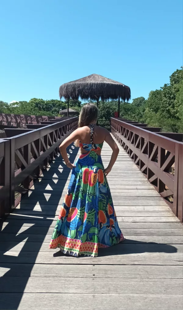 Vestido Longo Alana Primavera De Caju Beje/ Explosão Deverão - Imagem 3