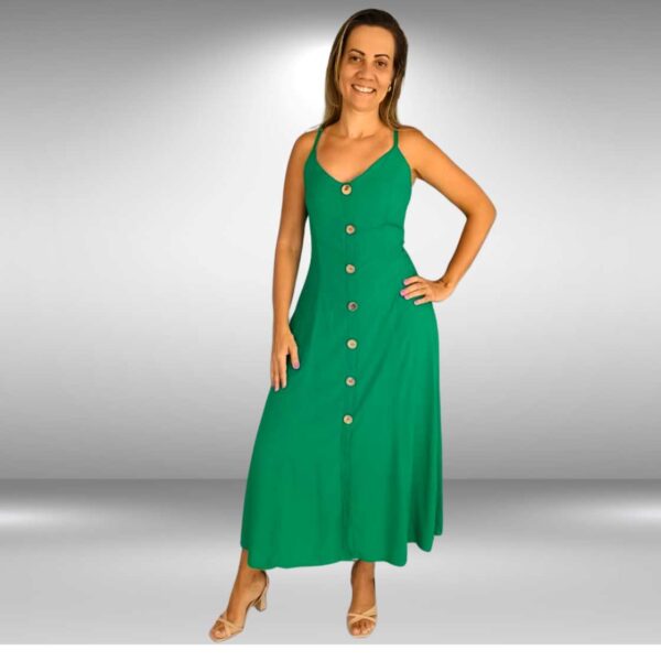 Vestido Midi Botões Verde